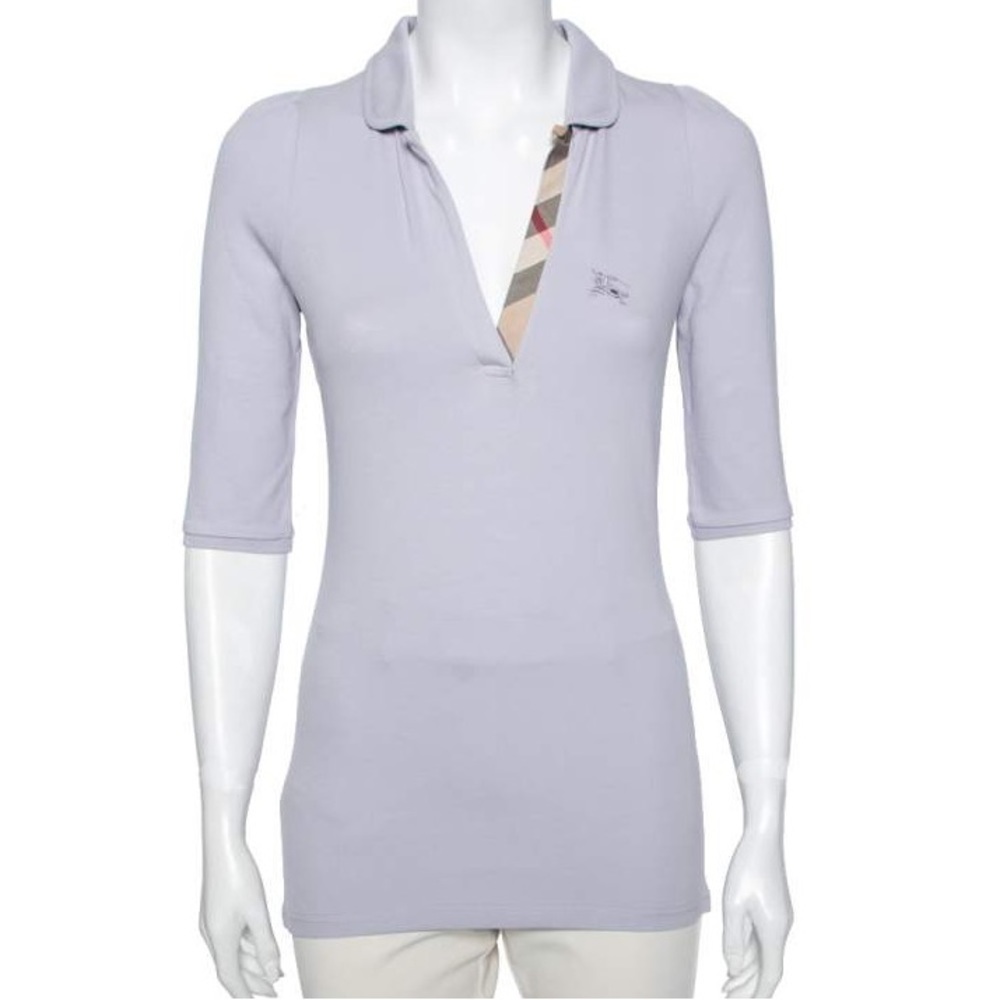 Burberry Brit white Cotton Pique V-Neck Polo T-Shirt XL